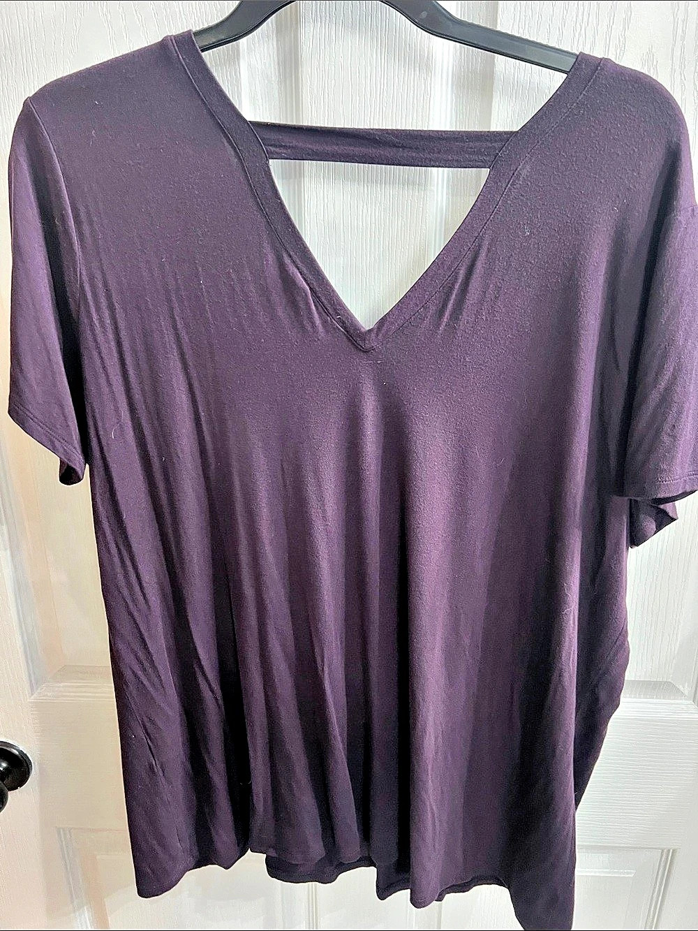 Walmart V-Neck Short Sleeve Top in Purple Size XL